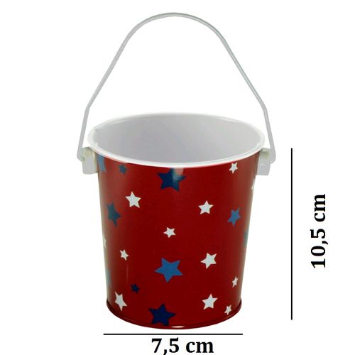 Lembrancinha Mini Balde 03172-1 Vermelho com Estrelas